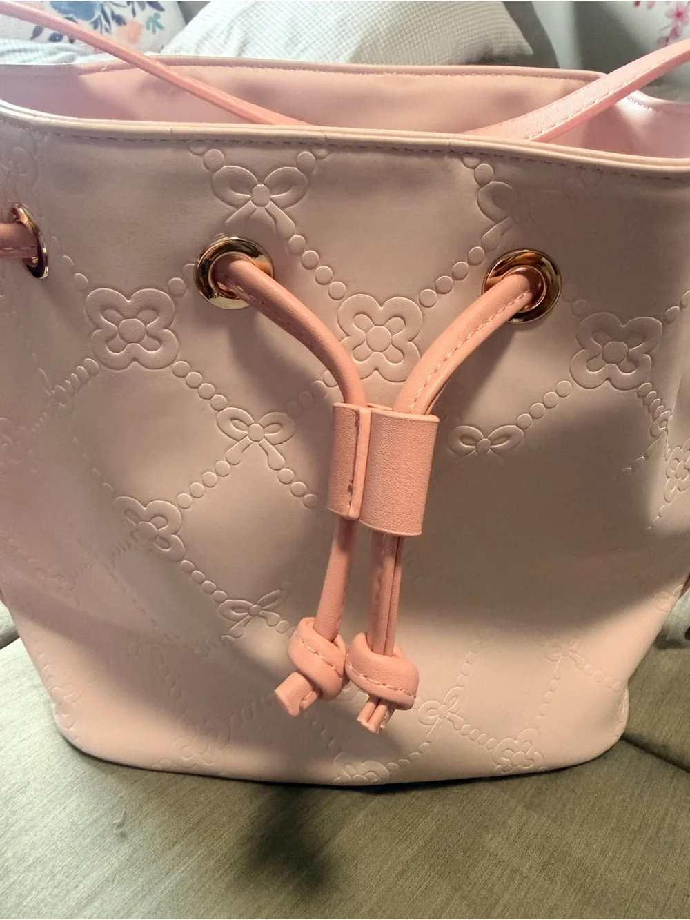 Crossi Newyork Pink Drawstring Buckle Bag NWT